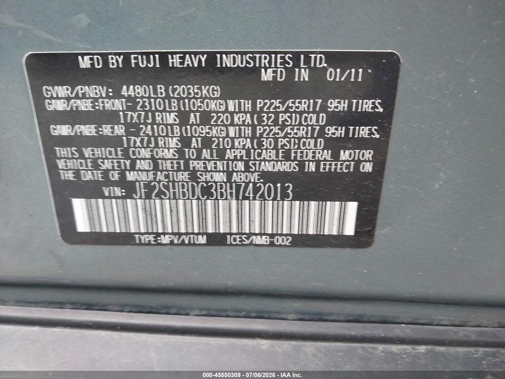 JF2SHBDC3BH742013 2011 SUBARU FORESTER photo no. 9