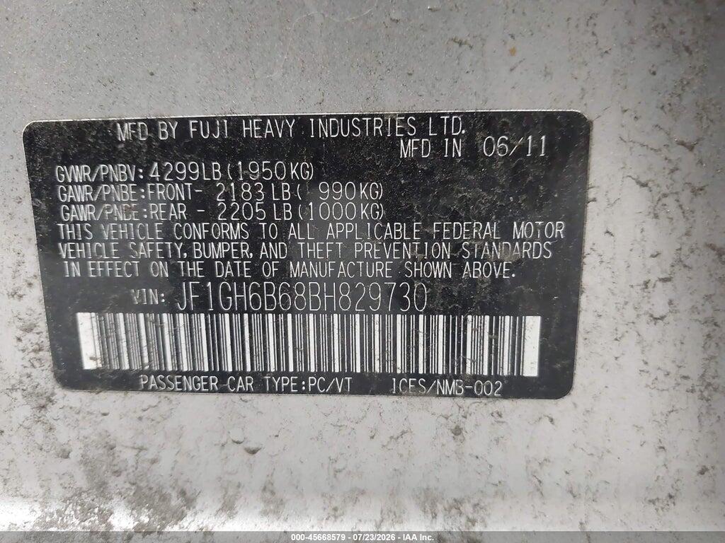 JF1GH6B68BH829730 2011 SUBARU IMPREZA photo no. 9