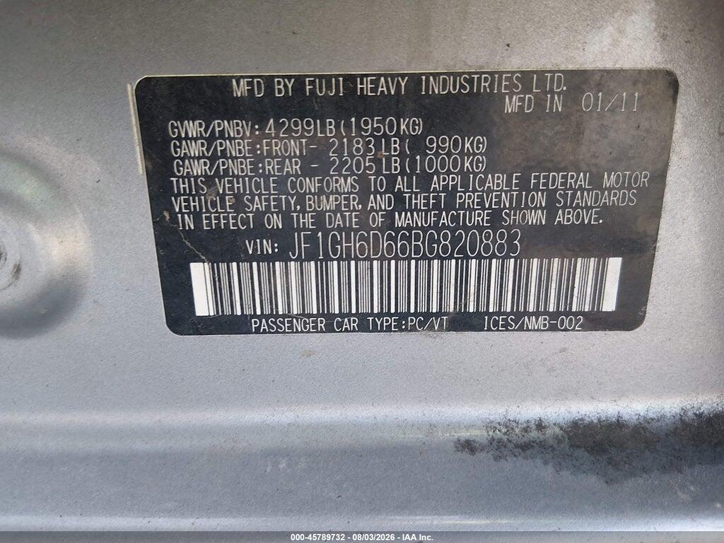 JF1GH6D66BG820883 2011 SUBARU IMPREZA OUTBACK SPORT photo no. 9
