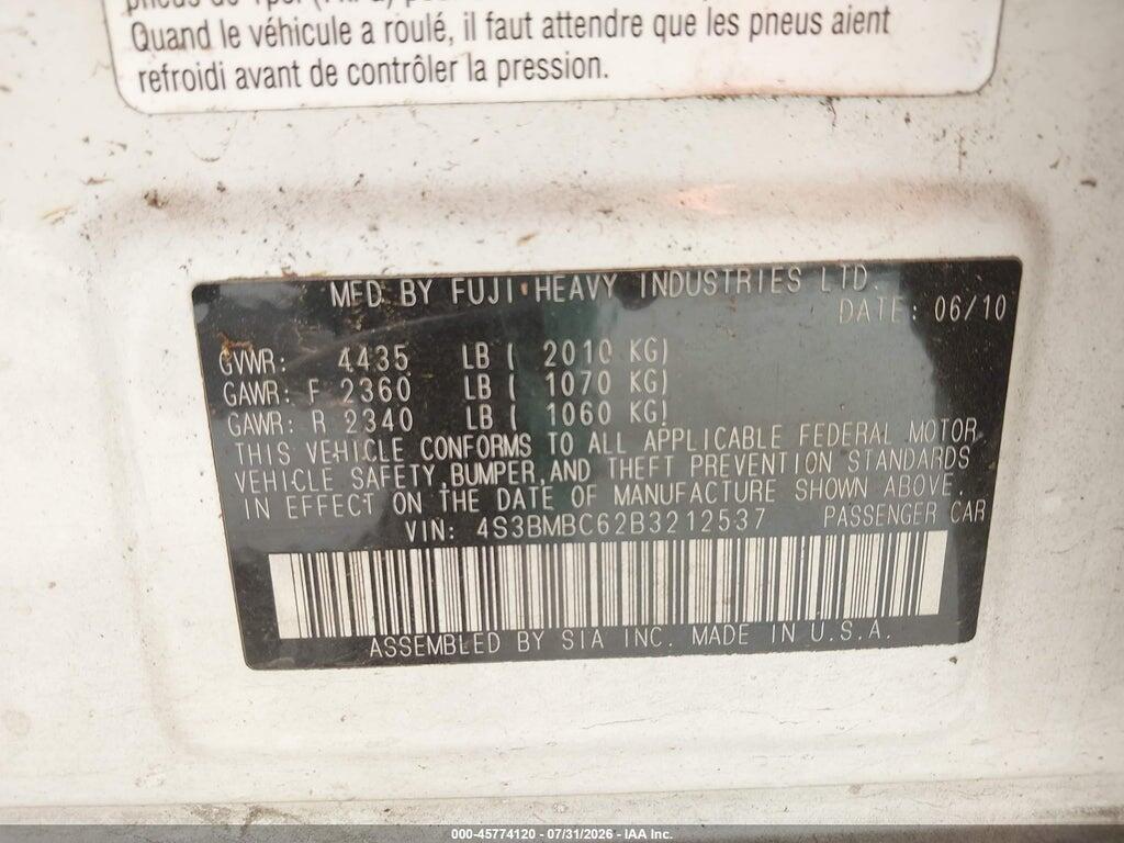 4S3BMBC62B3212537 2011 SUBARU LEGACY photo no. 9