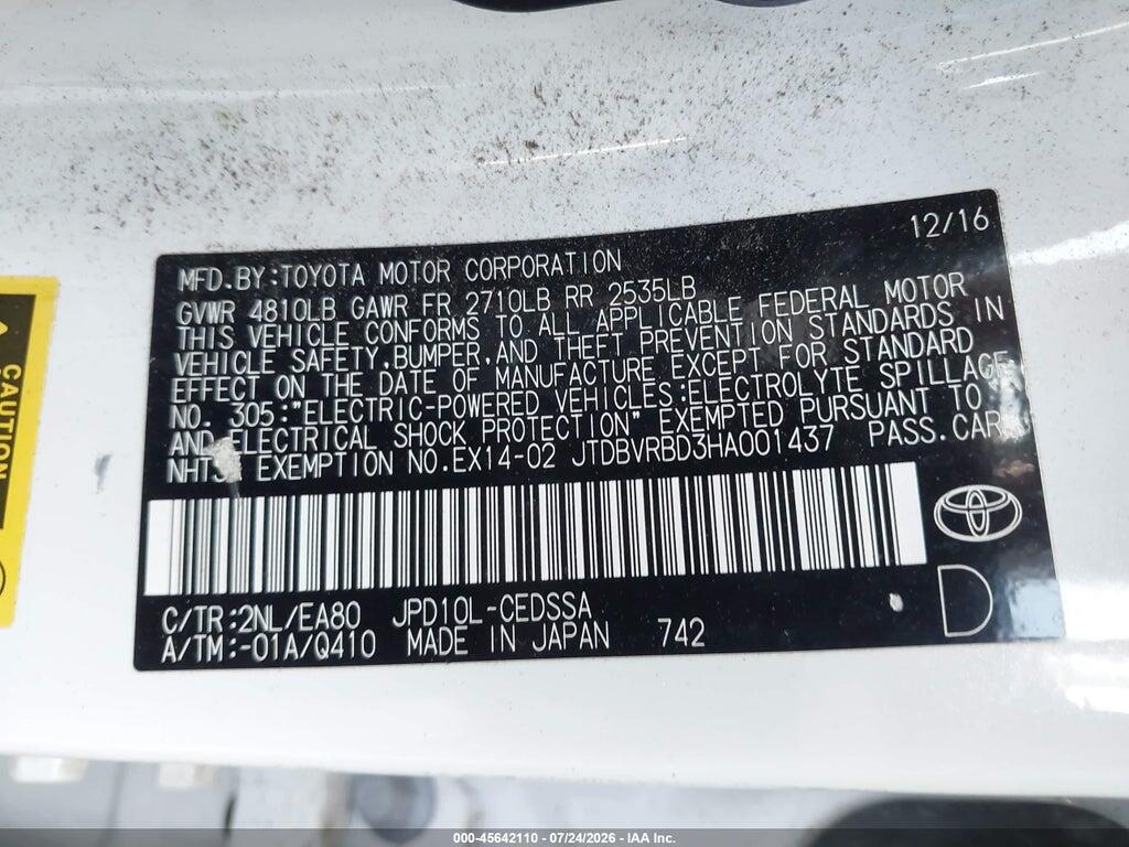 JTDBVRBD3HA001437 2017 TOYOTA MIRAI photo no. 9