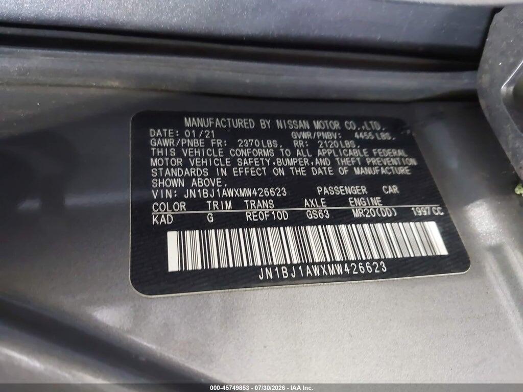 JN1BJ1AWXMW426623 2021 NISSAN ROGUE SPORT photo no. 9