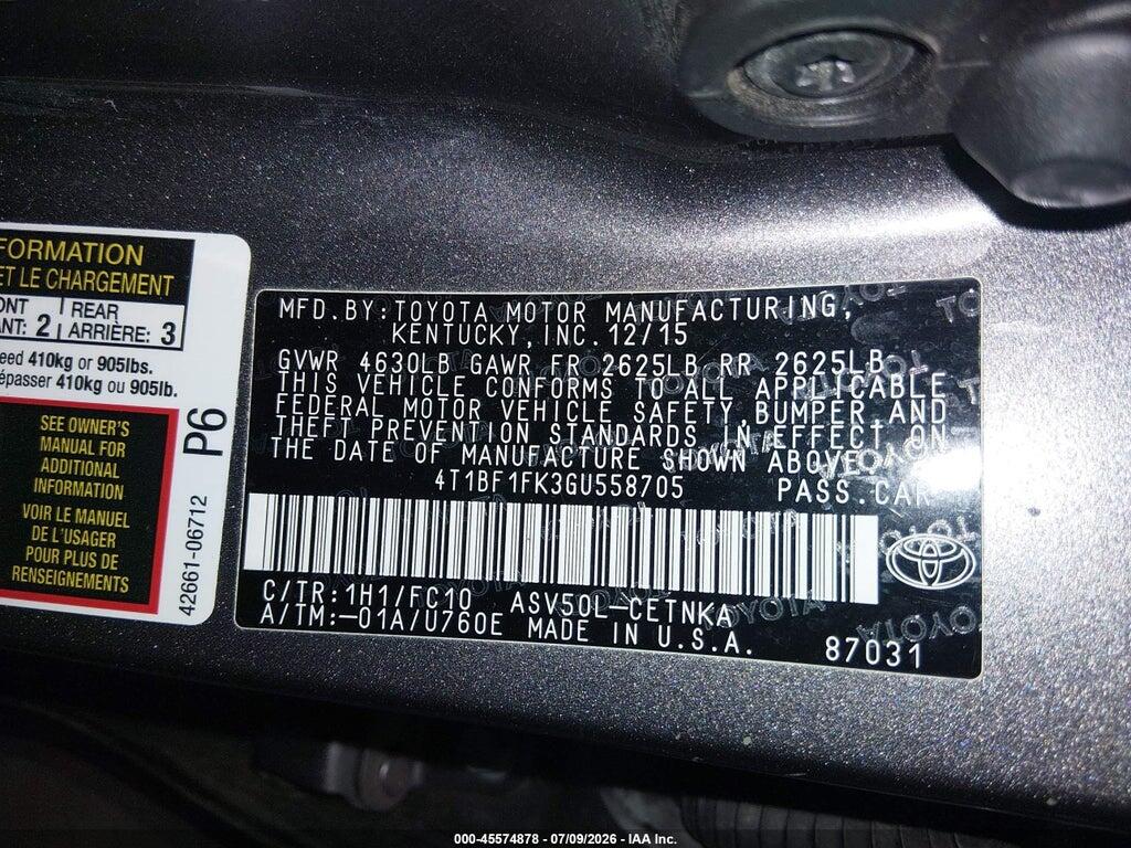 4T1BF1FK3GU558705 2016 TOYOTA CAMRY photo no. 9
