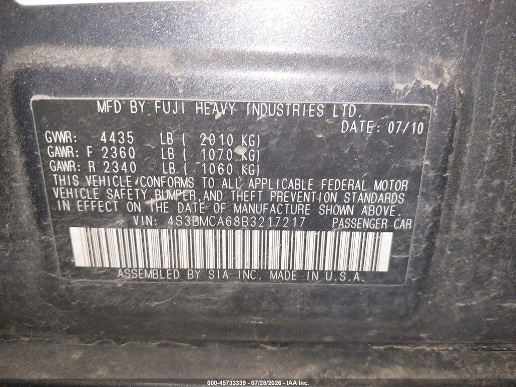 4S3BMCA68B3217217 2011 SUBARU LEGACY photo no. 9