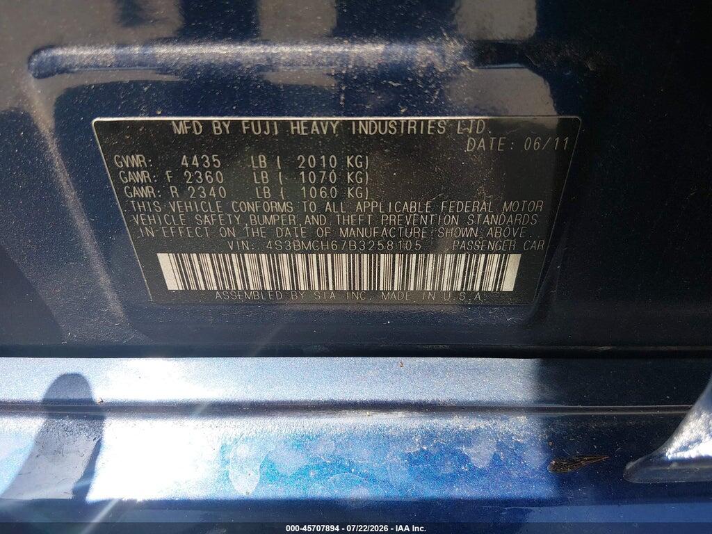 4S3BMCH67B3258105 2011 SUBARU LEGACY photo no. 9