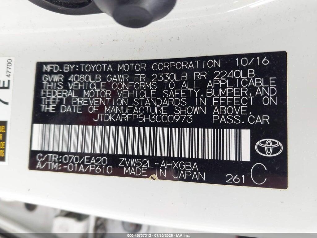 JTDKARFP5H3000973 2017 TOYOTA PRIUS PRIME photo no. 9