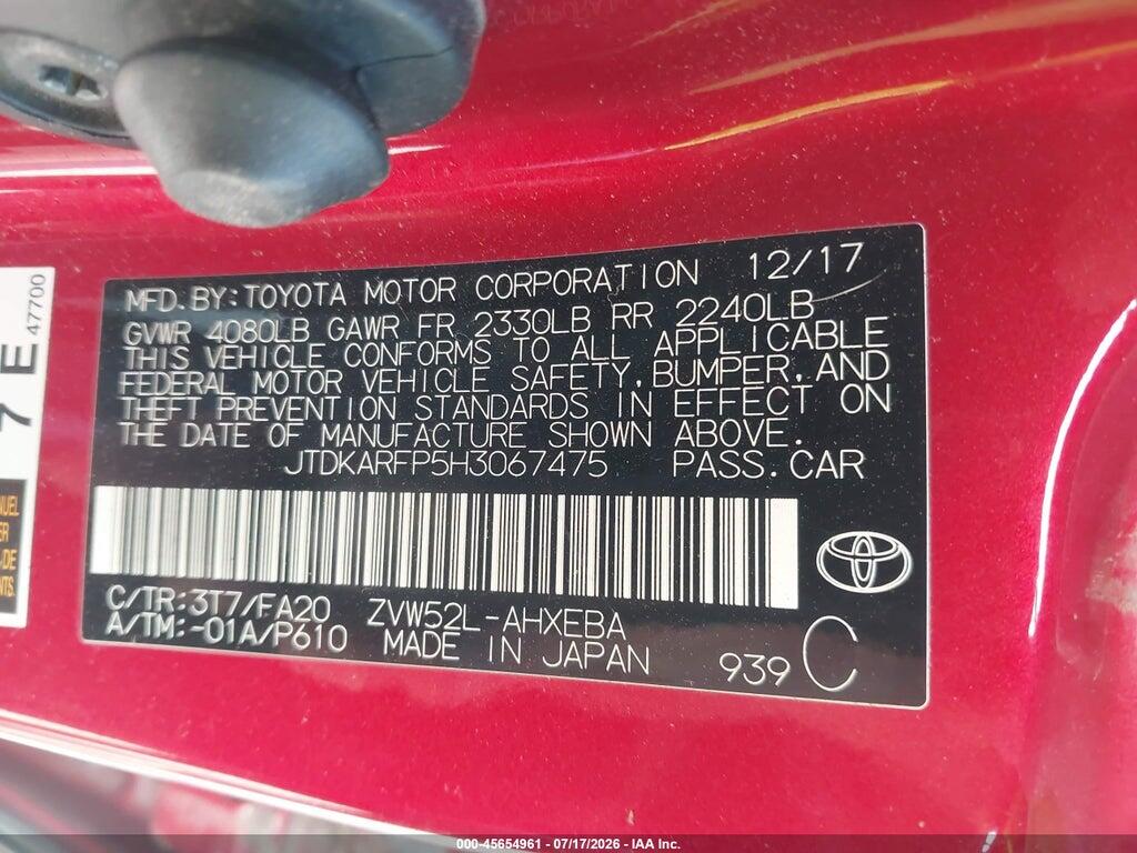 JTDKARFP5H3067475 2017 TOYOTA PRIUS PRIME photo no. 9