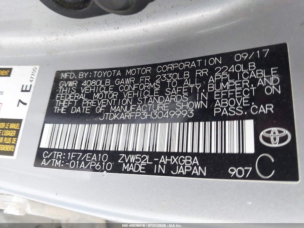 JTDKARFP3H3049993 2017 TOYOTA PRIUS PRIME photo no. 9