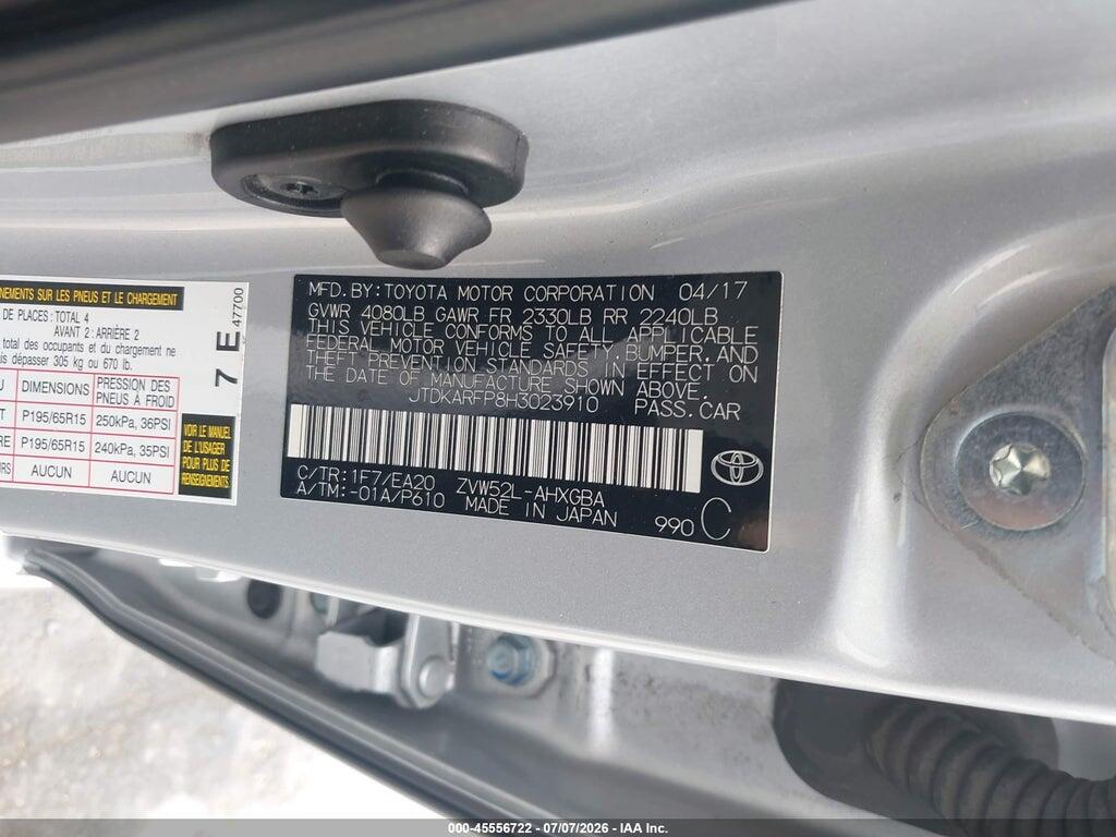 JTDKARFP8H3023910 2017 TOYOTA PRIUS PRIME photo no. 9