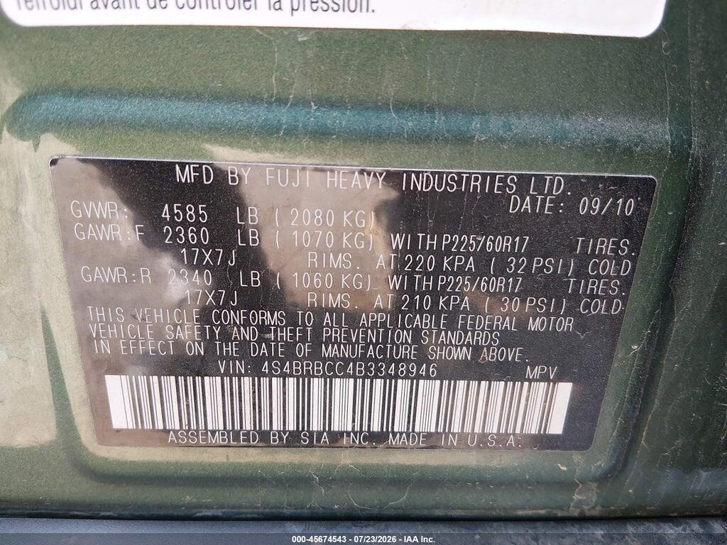 4S4BRBCC4B3348946 2011 SUBARU OUTBACK photo no. 9