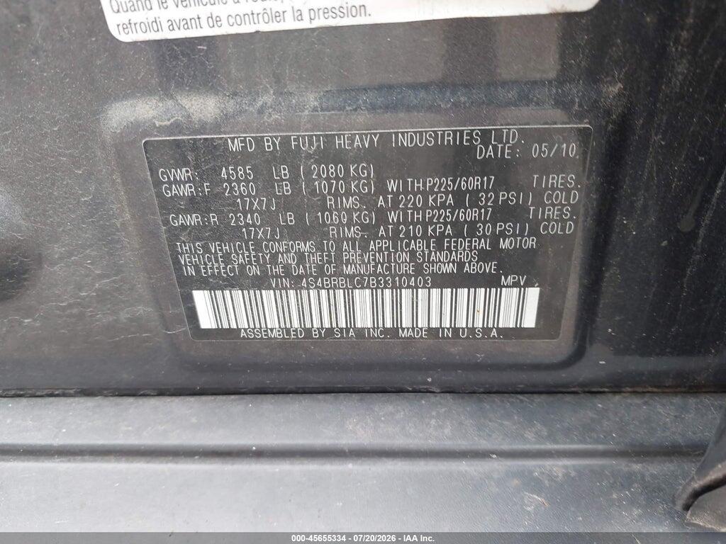 4S4BRBLC7B3310403 2011 SUBARU OUTBACK photo no. 9