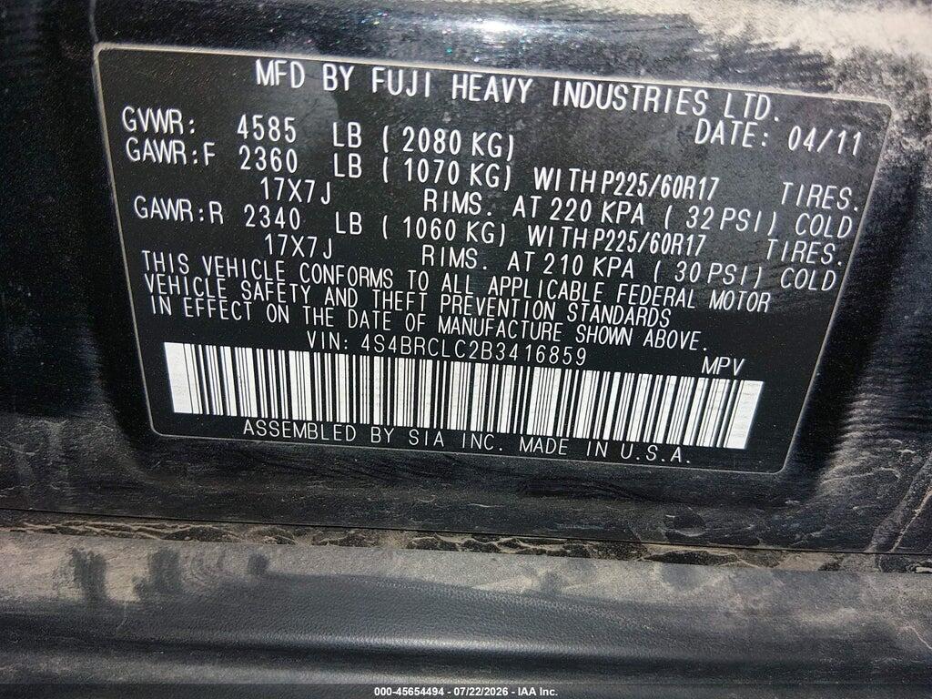 4S4BRCLC2B3416859 2011 SUBARU OUTBACK photo no. 9