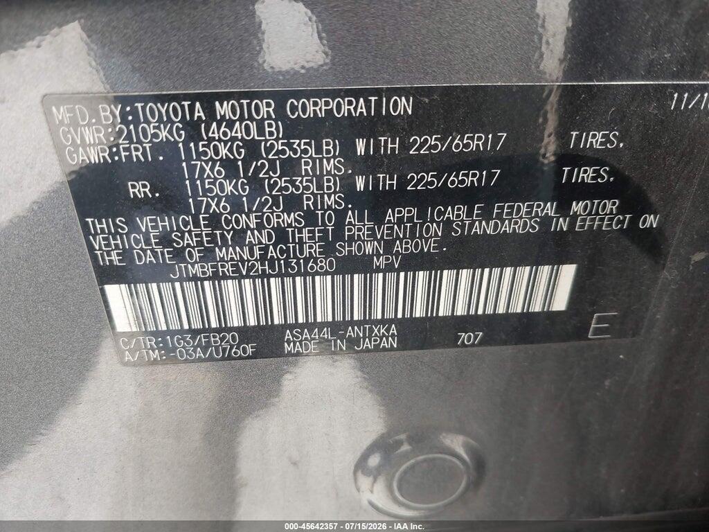 JTMBFREV2HJ131680 2017 TOYOTA RAV4 photo no. 9