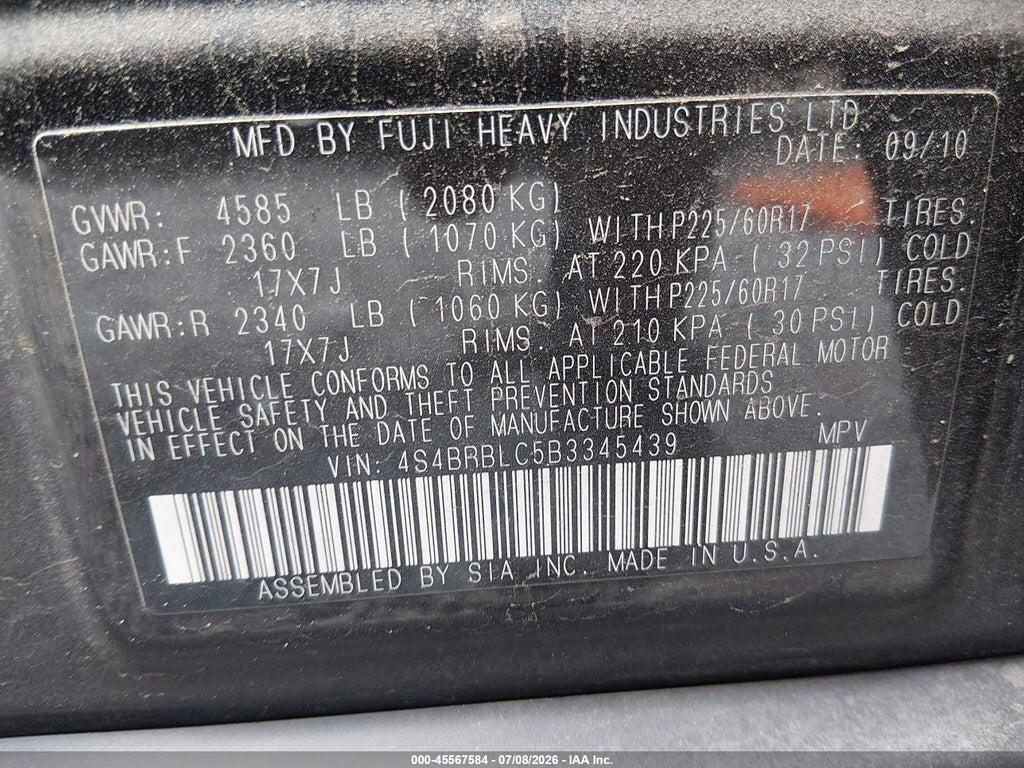 4S4BRBLC5B3345439 2011 SUBARU OUTBACK photo no. 9