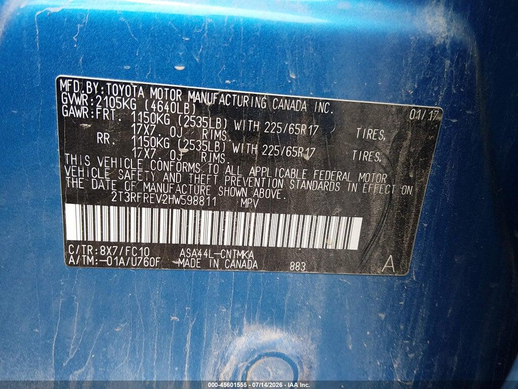 2T3RFREV2HW598811 2017 TOYOTA RAV4 photo no. 9