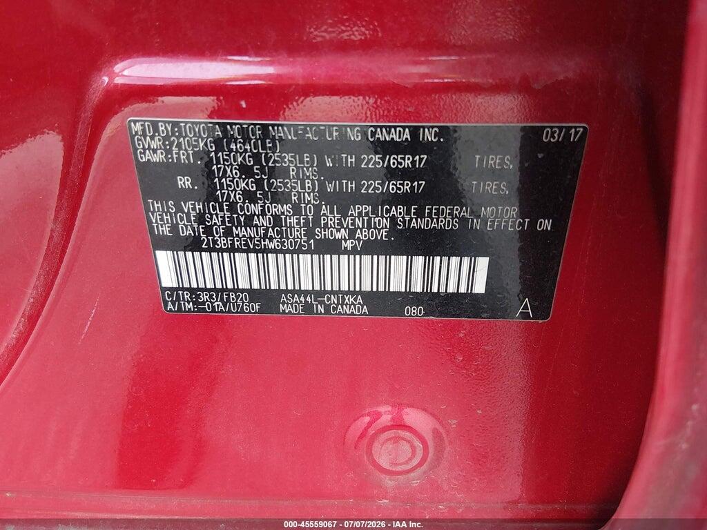 2T3BFREV5HW630751 2017 TOYOTA RAV4 photo no. 9