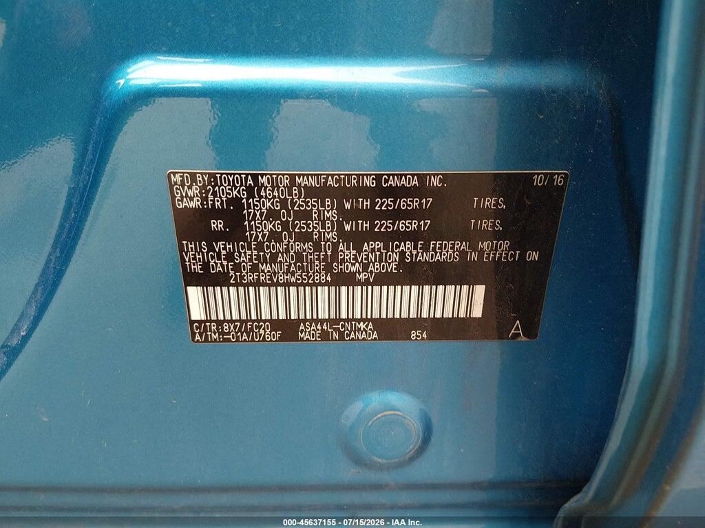 2T3RFREV8HW552884 2017 TOYOTA RAV4 photo no. 9
