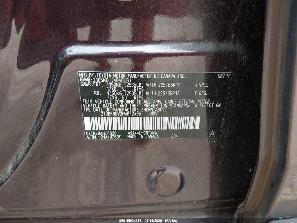 2T3BFREV3HW672495 2017 TOYOTA RAV4 photo no. 9