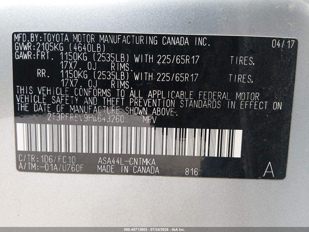 2T3RFREV9HW643260 2017 TOYOTA RAV4 photo no. 9