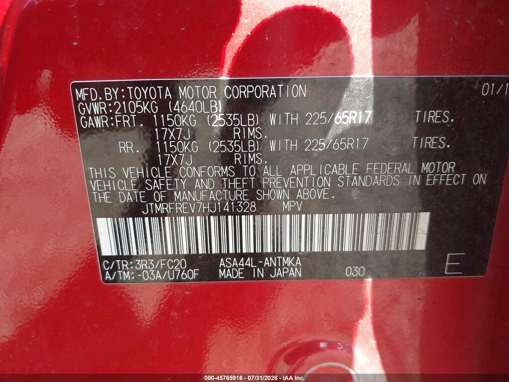 JTMRFREV7HJ141328 2017 TOYOTA RAV4 photo no. 9