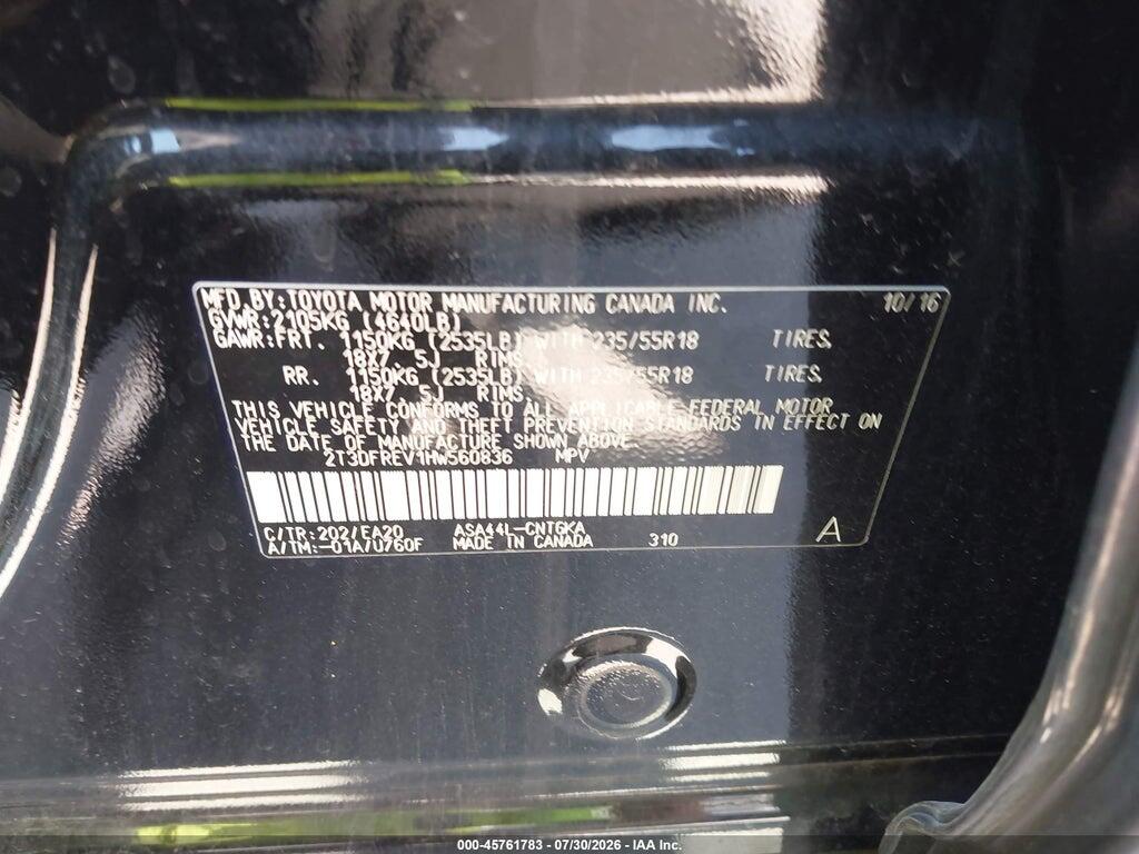 2T3DFREV1HW560836 2017 TOYOTA RAV4 photo no. 9