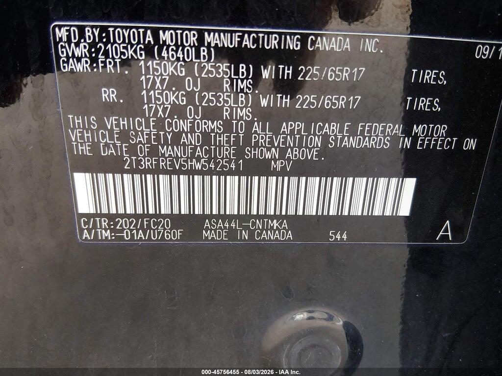 2T3RFREV5HW542541 2017 TOYOTA RAV4 photo no. 9