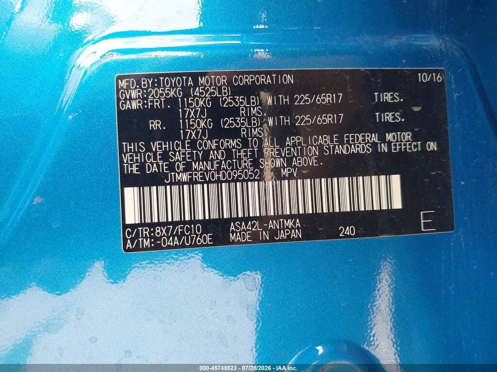 JTMWFREV0HD095052 2017 TOYOTA RAV4 photo no. 9