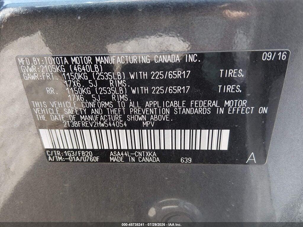 2T3BFREV2HW544054 2017 TOYOTA RAV4 photo no. 9