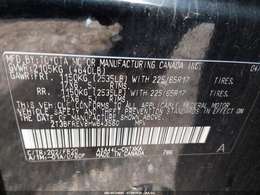 2T3BFREV8HW643560 2017 TOYOTA RAV4 photo no. 9