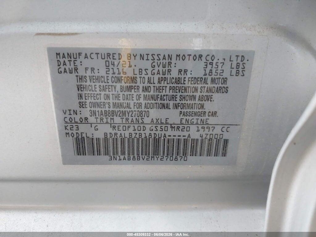 3N1AB8BV2MY270870 2021 NISSAN SENTRA photo no. 9