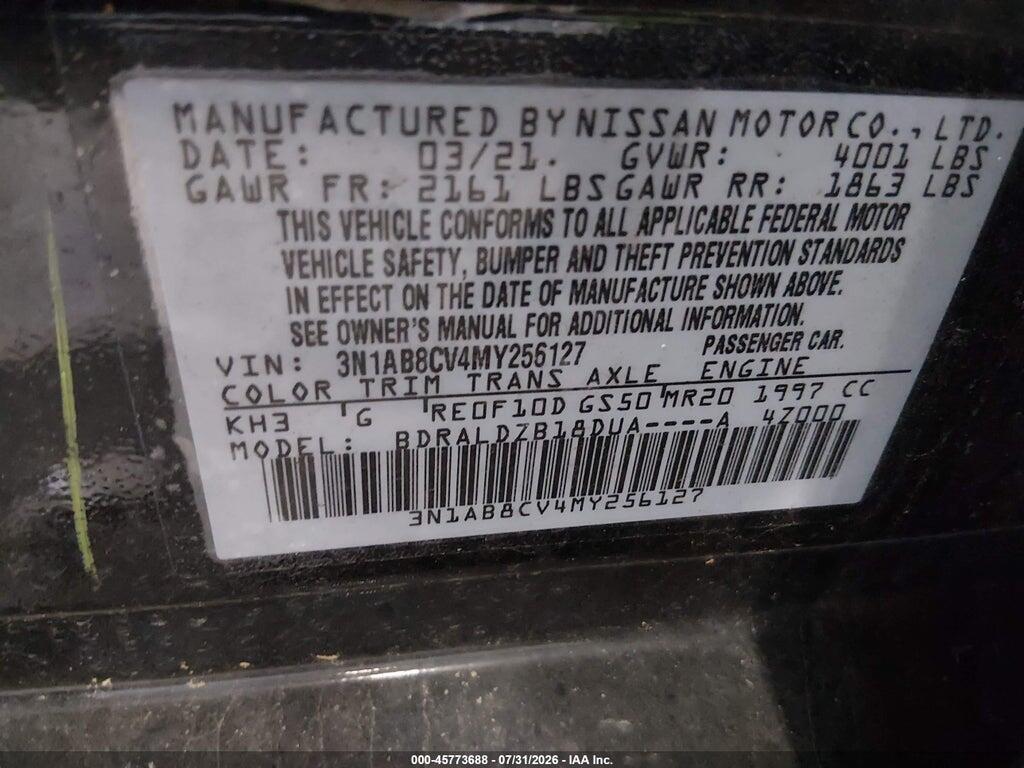 3N1AB8CV4MY256127 2021 NISSAN SENTRA photo no. 9