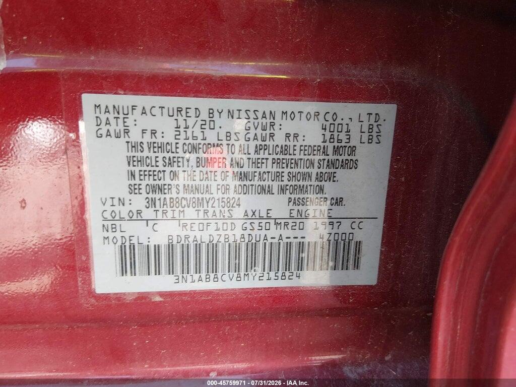 3N1AB8CV8MY215824 2021 NISSAN SENTRA photo no. 9