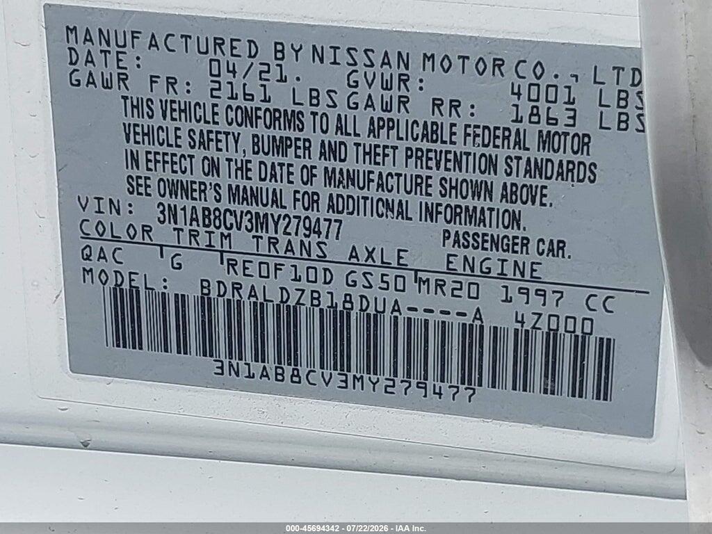 3N1AB8CV3MY279477 2021 NISSAN SENTRA photo no. 9