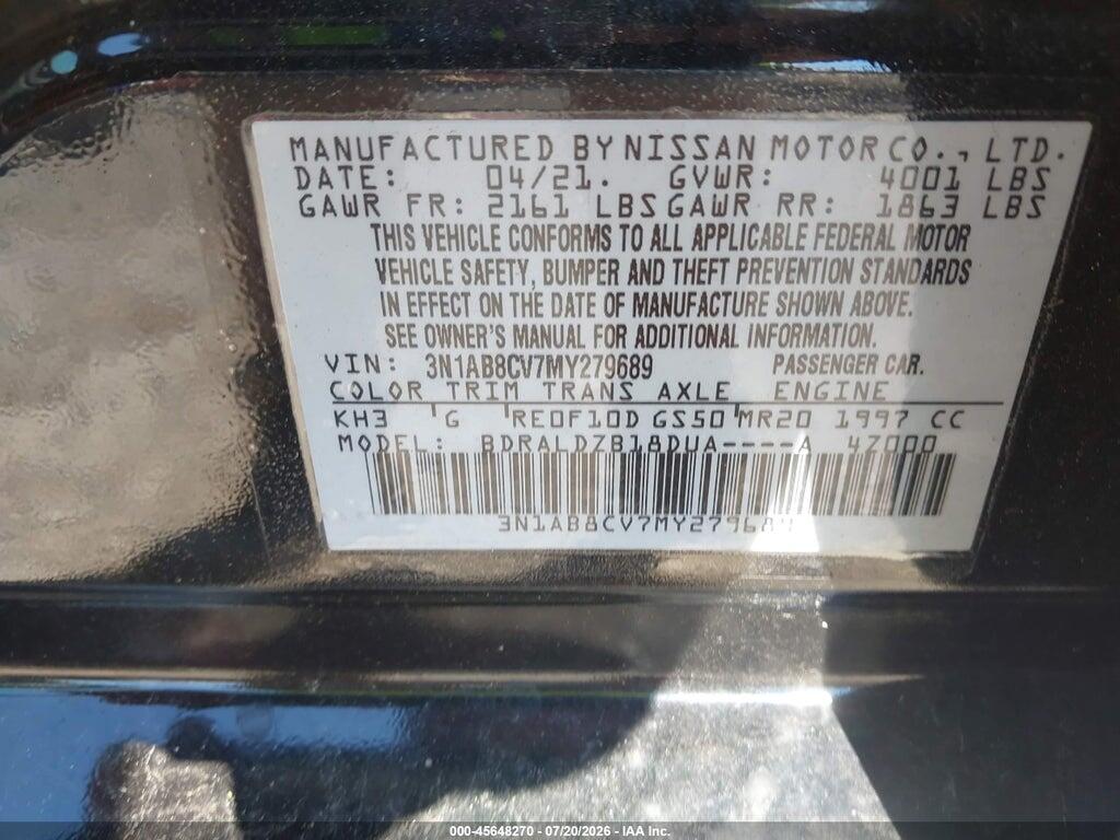3N1AB8CV7MY279689 2021 NISSAN SENTRA photo no. 9