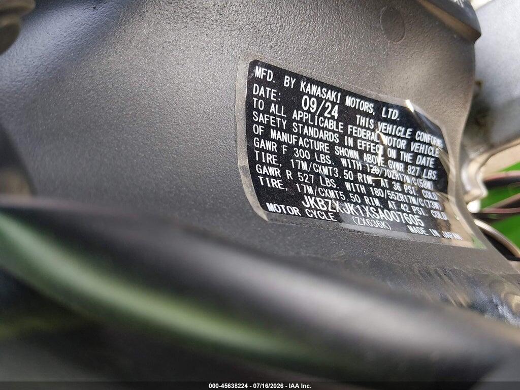 JKBZXJK1XSA007605 2025 KAWASAKI ZX636 photo no. 10