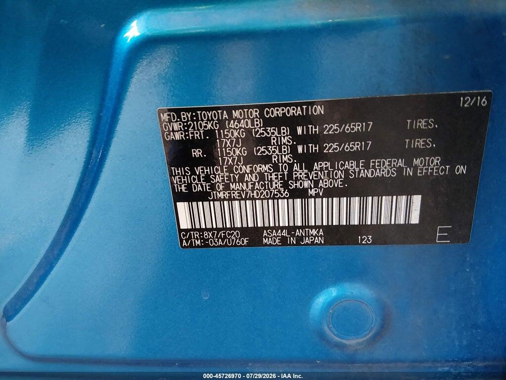 JTMRFREV7HD207536 2017 TOYOTA RAV4 photo no. 9