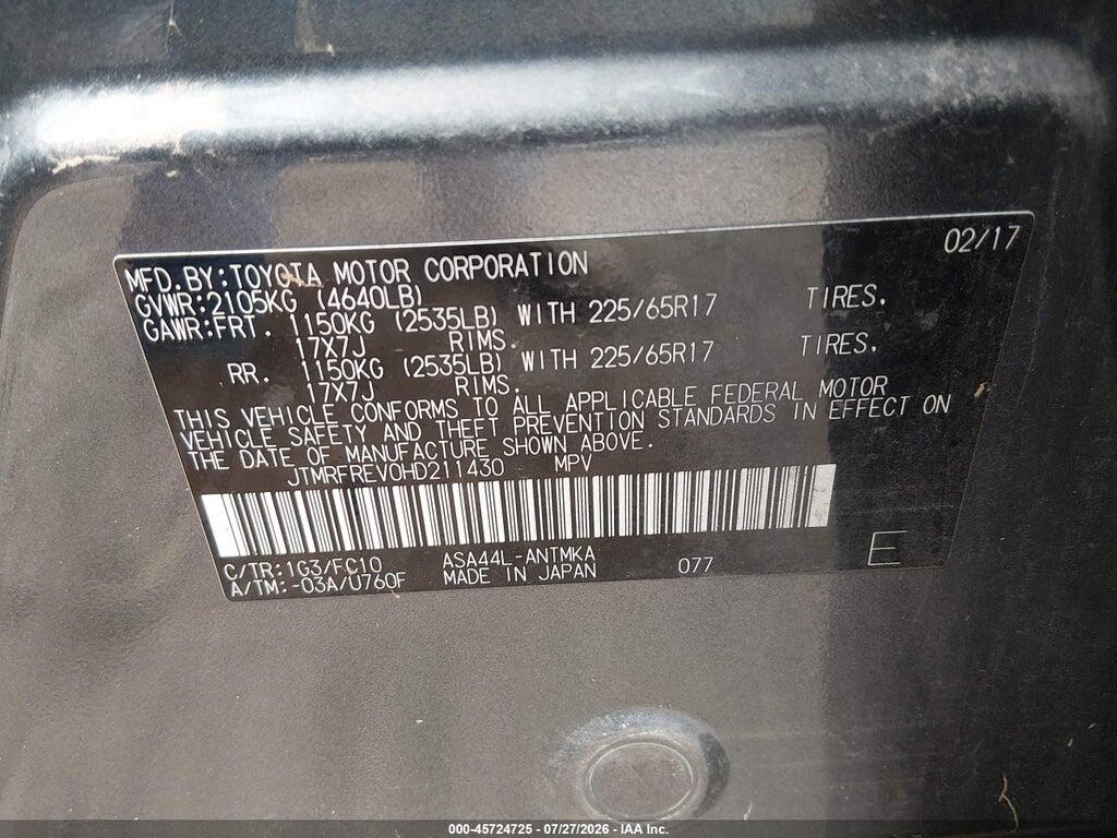 JTMRFREV0HD211430 2017 TOYOTA RAV4 photo no. 9