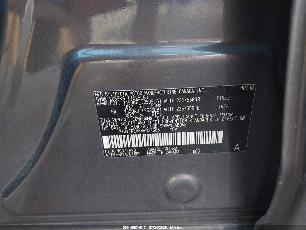 2T3YFREV6HW327665 2017 TOYOTA RAV4 photo no. 9