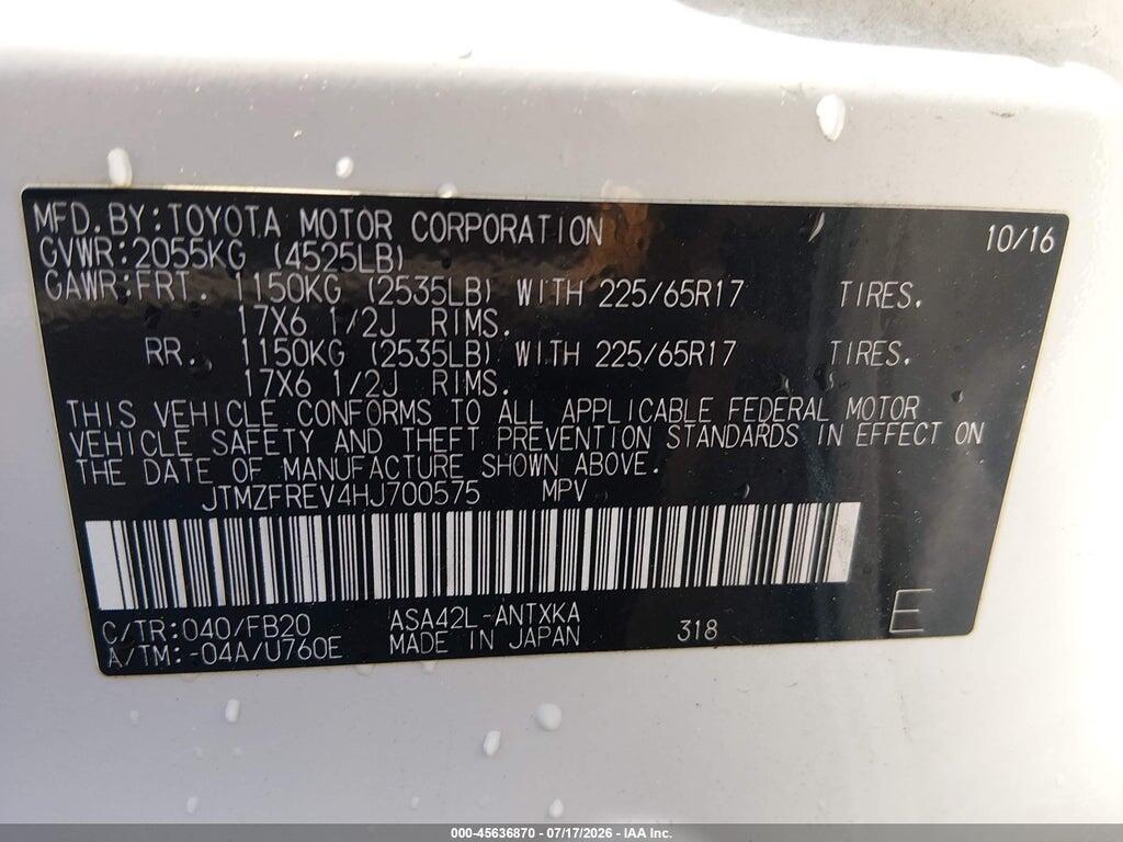 JTMZFREV4HJ700575 2017 TOYOTA RAV4 photo no. 9