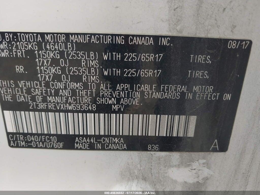 2T3RFREVXHW693648 2017 TOYOTA RAV4 photo no. 9