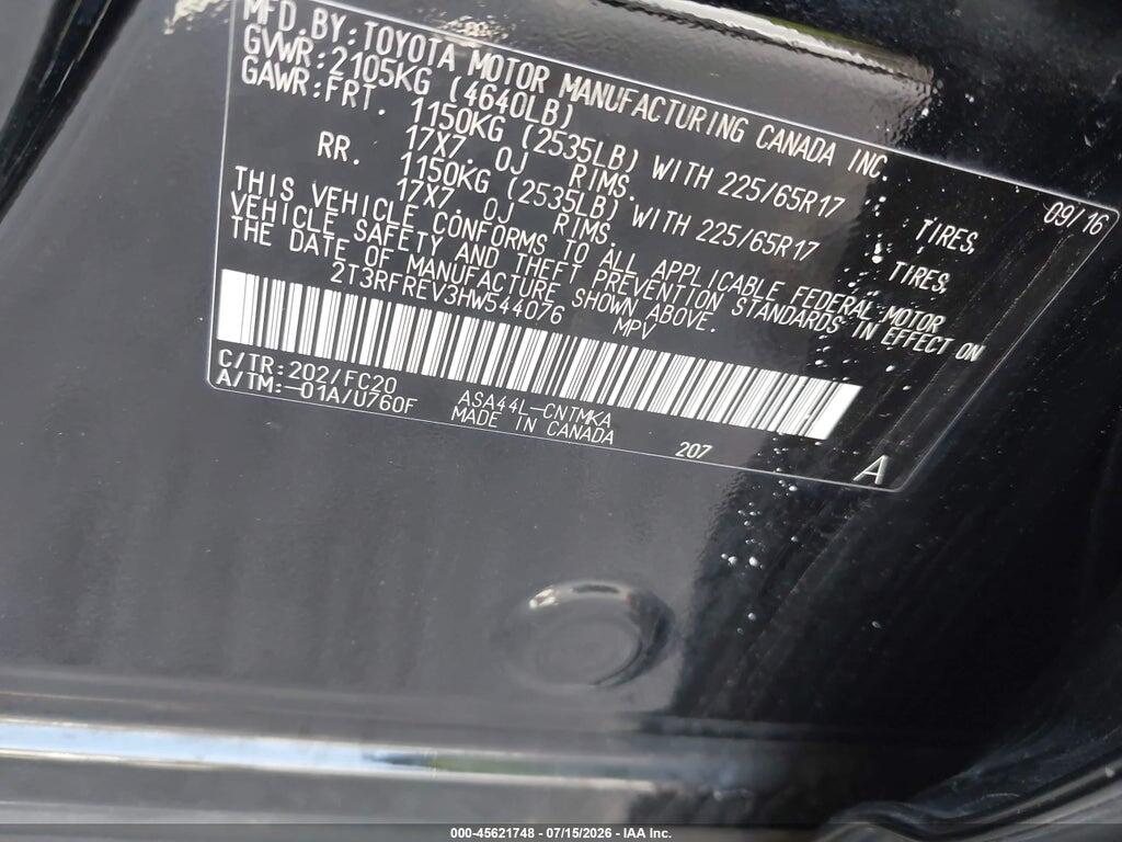 2T3RFREV3HW544076 2017 TOYOTA RAV4 photo no. 9