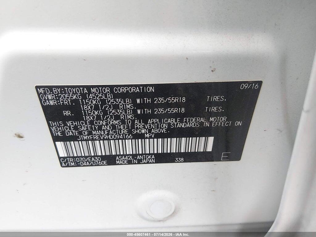 JTMYFREV9HD094166 2017 TOYOTA RAV4 photo no. 9