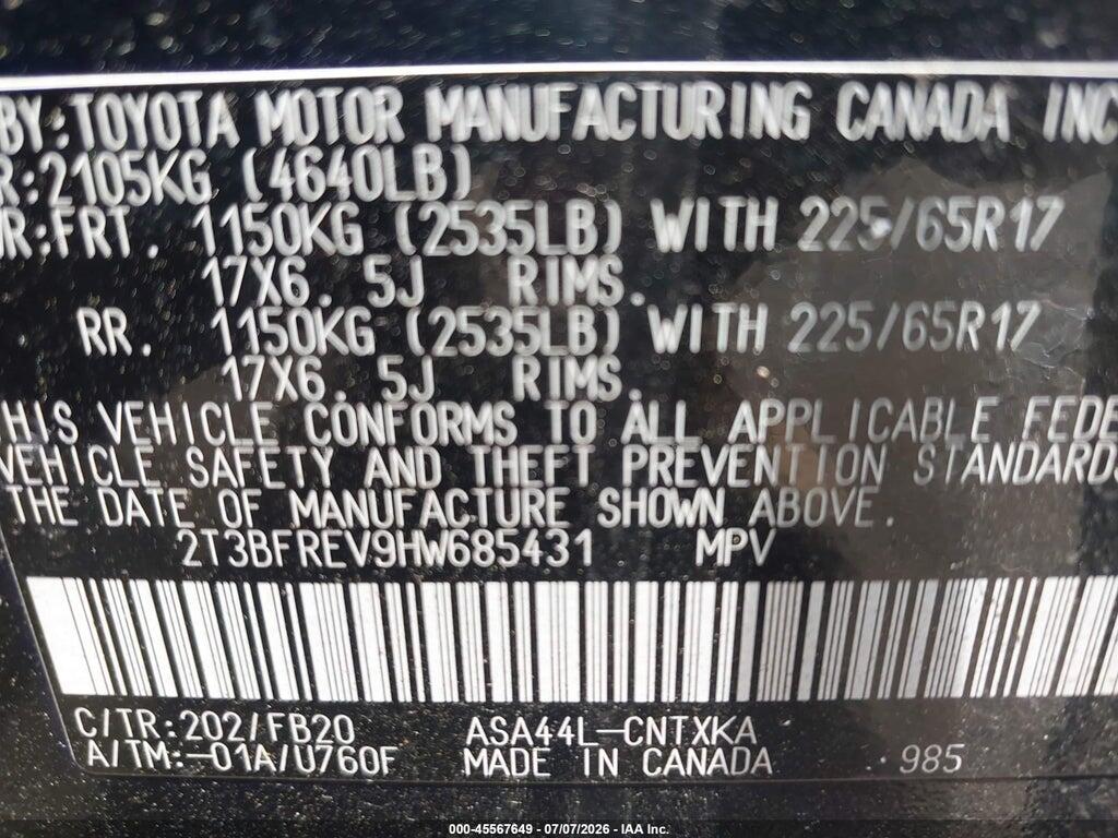 2T3BFREV9HW685431 2017 TOYOTA RAV4 photo no. 9