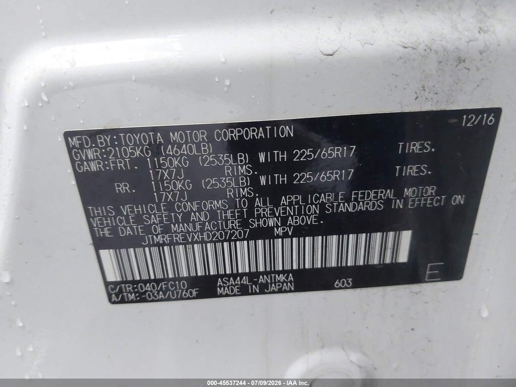 JTMRFREVXHD207207 2017 TOYOTA RAV4 photo no. 9
