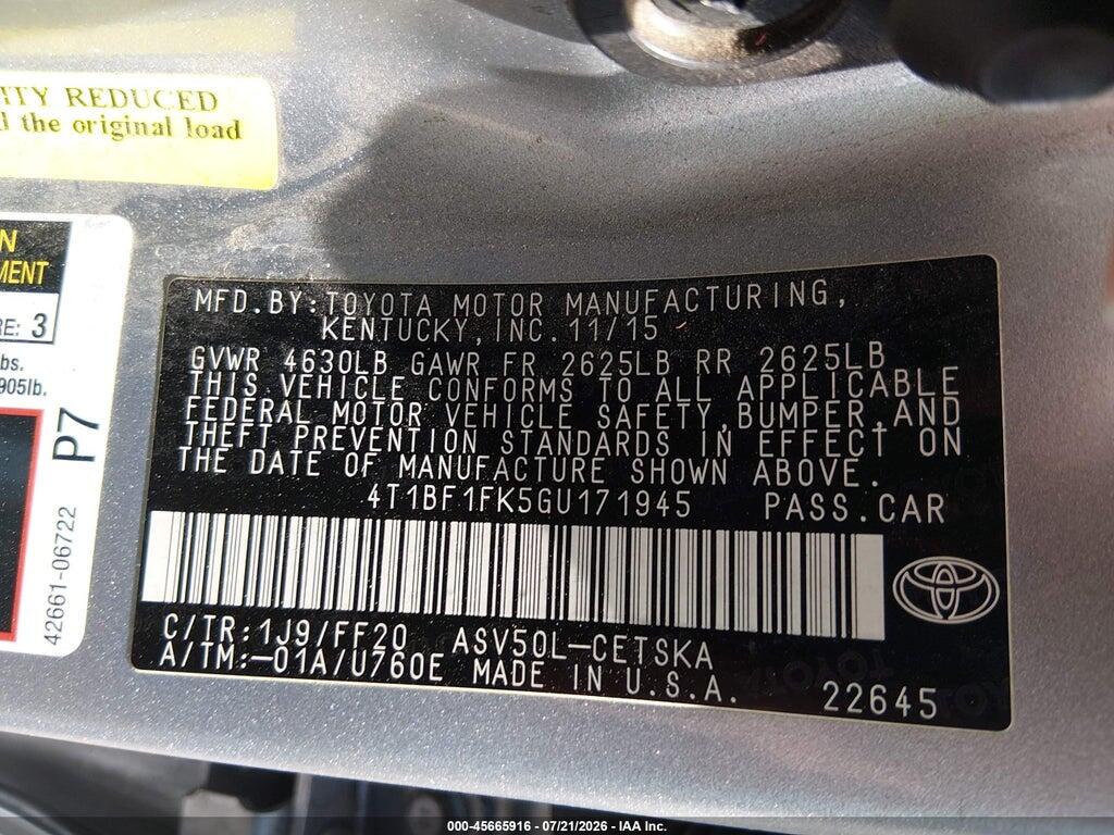 4T1BF1FK5GU171945 2016 TOYOTA CAMRY photo no. 9