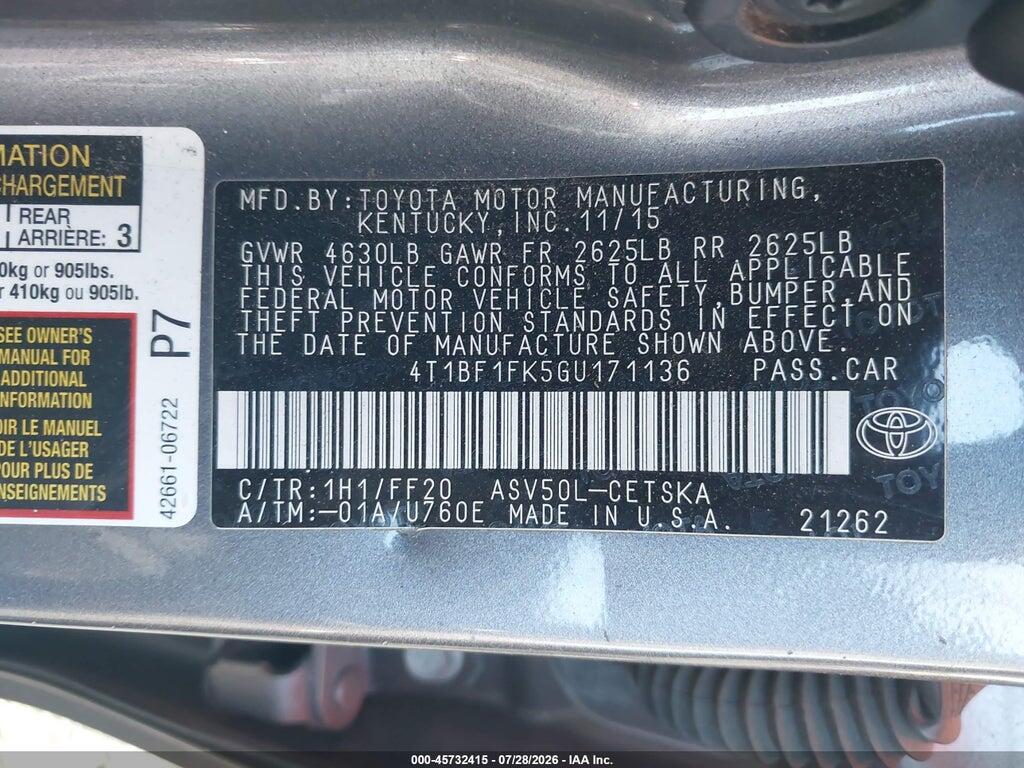 4T1BF1FK5GU171136 2016 TOYOTA CAMRY photo no. 9