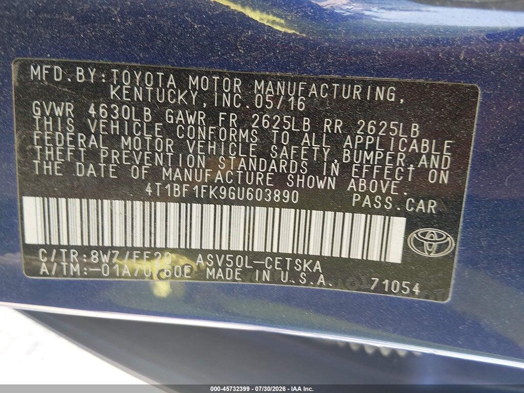 4T1BF1FK9GU603890 2016 TOYOTA CAMRY photo no. 9