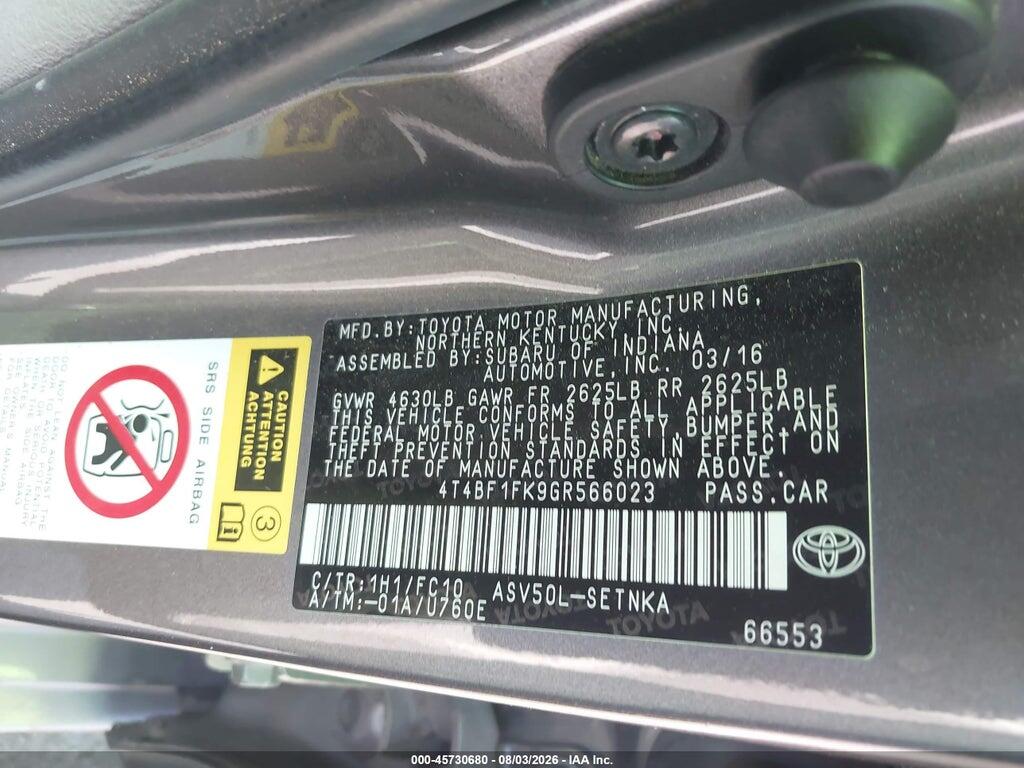 4T4BF1FK9GR566023 2016 TOYOTA CAMRY photo no. 9