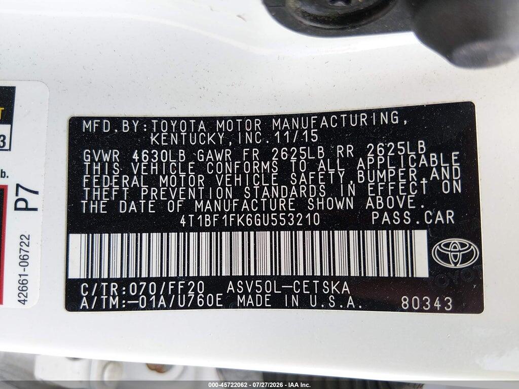 4T1BF1FK6GU553210 2016 TOYOTA CAMRY photo no. 9