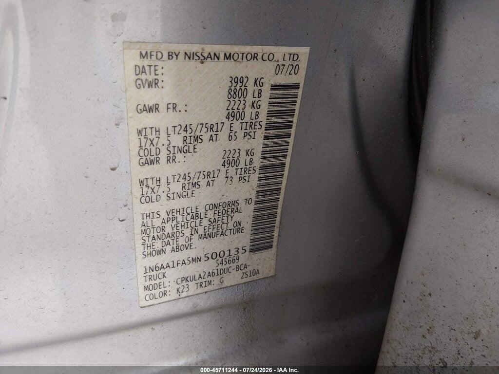 1N6AA1FA5MN500135 2021 NISSAN TITAN XD photo no. 9